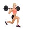 Smiling sporty woman exercising with barbell