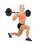 Smiling sporty woman exercising with barbell