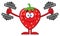 Smiling Strawberry Fruit Cartoon Character Training With Dumbbells