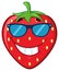 Smiling Strawberry Fruit Cartoon Mascot Character With Sunglasses