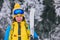 smiling stunning woman portrait in ski outfit