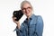 Smiling stylish  mature female photographer in glasses