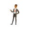 Smiling successful african businessman character in suit vector Illustration