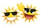 Smiling sun Emoticon holding a glasses