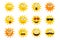 Smiling sun emoticons. Vector cartoon smile set