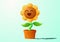 Smiling Sunflower Character Design Cartoon Icon