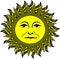 Smiling sunshine icon illustration