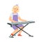 Smiling Teen Girl Sitting and Playing Keyboard Performing on Stage Vector Illustration