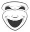 Smiling theatre mask. Comedy symbol. Laughing face