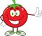 Smiling Tomato Cartoon Mascot Character Giving A Thumb Up