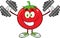 Smiling Tomato Cartoon Mascot Character Training With Dumbbells