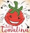 Smiling Tomato with Some Doodles for Spanish Tomatina, Vector Illustration
