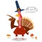 Smiling Turkey Bird Cartoon Character Looking With Speech Bubble And Text