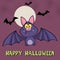 Smiling Vampire Bat Cartoon Character Flying