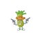 Smiling wasabi mascot icon as a Cowboy holding guns