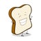 Smiling white bread slice cartoon on white background