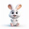 Smiling White Bunny: Photorealistic 3d Pixar Style Character Illustration