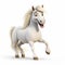 Smiling White Horse - Disney Animation Style 3d Illustration