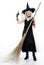 smiling witch with broom