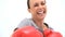 Smiling woman boxing