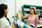 Smiling woman buying beauty products