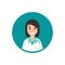 Smiling woman doctor with stethoscope circle avatar. Medical internet consultation