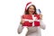 Smiling woman purchasing Christmas gifts