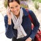 Smiling woman talking phone calling elegance businesswoman