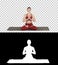 Smiling woman yoga meditating sitting lotus, hands coupled, Alpha Channel