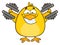 Smiling Yellow Chick Cartoon Character Training With Dumbbells