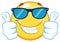 Smiling Yellow Emoticon Cartoon Mascot Character With Sunglasses