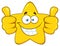 Smiling Yellow Star Cartoon Emoji Face Character Giving Two Thumbs Up