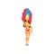 Smiling Young Woman in Bright Festival Costume Dancing Samba, Brazilian Carnival Dancer, Rio de Janeiro Festival Vector