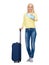 Smiling young woman with suitcase