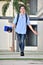 Smiling Youthful Filipino Boy Student Walking On Campus