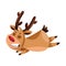 Smilling christmas deer flying around vector illustration on a