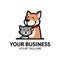 Smilling Dog and cat logo design for pet shop