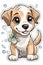 A smilling little dog with floppy ears and big, playful expression, cute stickers design, fantasy, cute animal