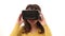 Smilling woman wears Virtual reality