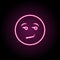 Smirk neon icon. Simple thin line, outline vector of emoji icons for ui and ux, website or mobile application
