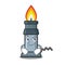 Smirking bunsen burner in the mascot shape