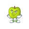 Smirking character granny smith green apple with mascot