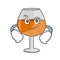 Smirking cognac ballon glass character cartoon