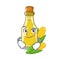 Smirking corn oil put into cartoon bottle