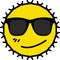 Smirking face of wearing dark sunglasses yellow sun