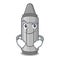 Smirking gray crayon above character wooden table
