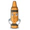 Smirking orange crayon isolated in the character