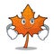 Smirking red maple leaf character cartoon
