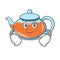 Smirking transparent teapot character cartoon