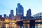 Smithfield Street Bridge over Monongahela River and downtown skyline of Pittsburgh